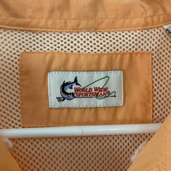 World Wide Sportsman Short-Sleeve Vented Shirt Mens L Peach Orange - Picture 3 of 5